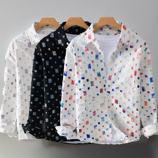 Unisex Fritidsskjorta Geometriskt Mönster Lätt Material-1