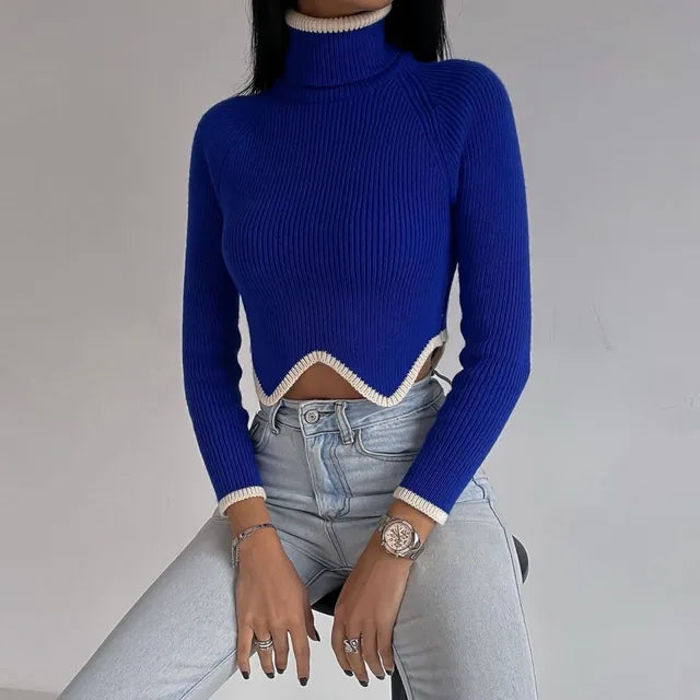 Variant image for Dam Turtleneck Crop Top Ribbad Bomull-11