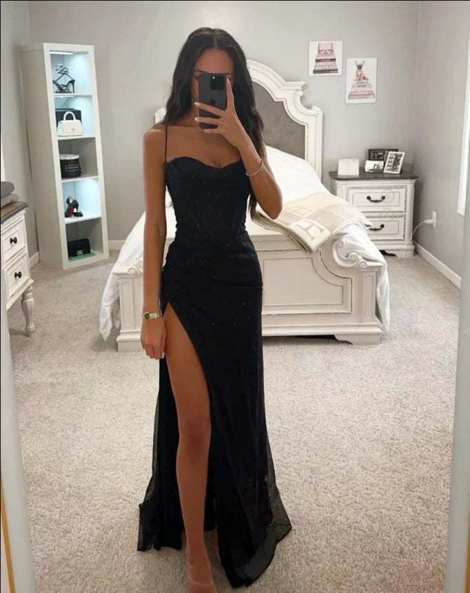 Kvinnors Klänning Glänsande Polyesterblandning Elegant Design-1