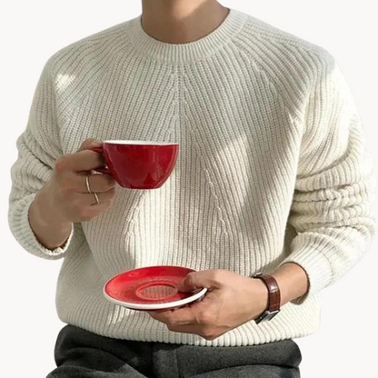 Herr Tröja Rippad Polyester För Avslappnad Stil-6