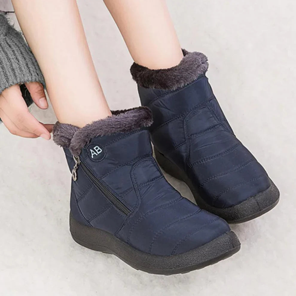 Kvinnors Vattentäta Snöstövlar Platt Häl Sido-Dragkedja-3