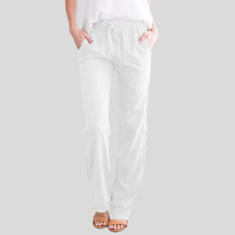 Variant image for Dam Byxor Med Resår I Midjan Snygga Bomullsbyxor Med Raka Ben-64