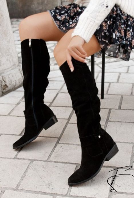 Kvinnors Halvhöga Cowboystövlar Mocka Elegant Västerländsk Stil-4
