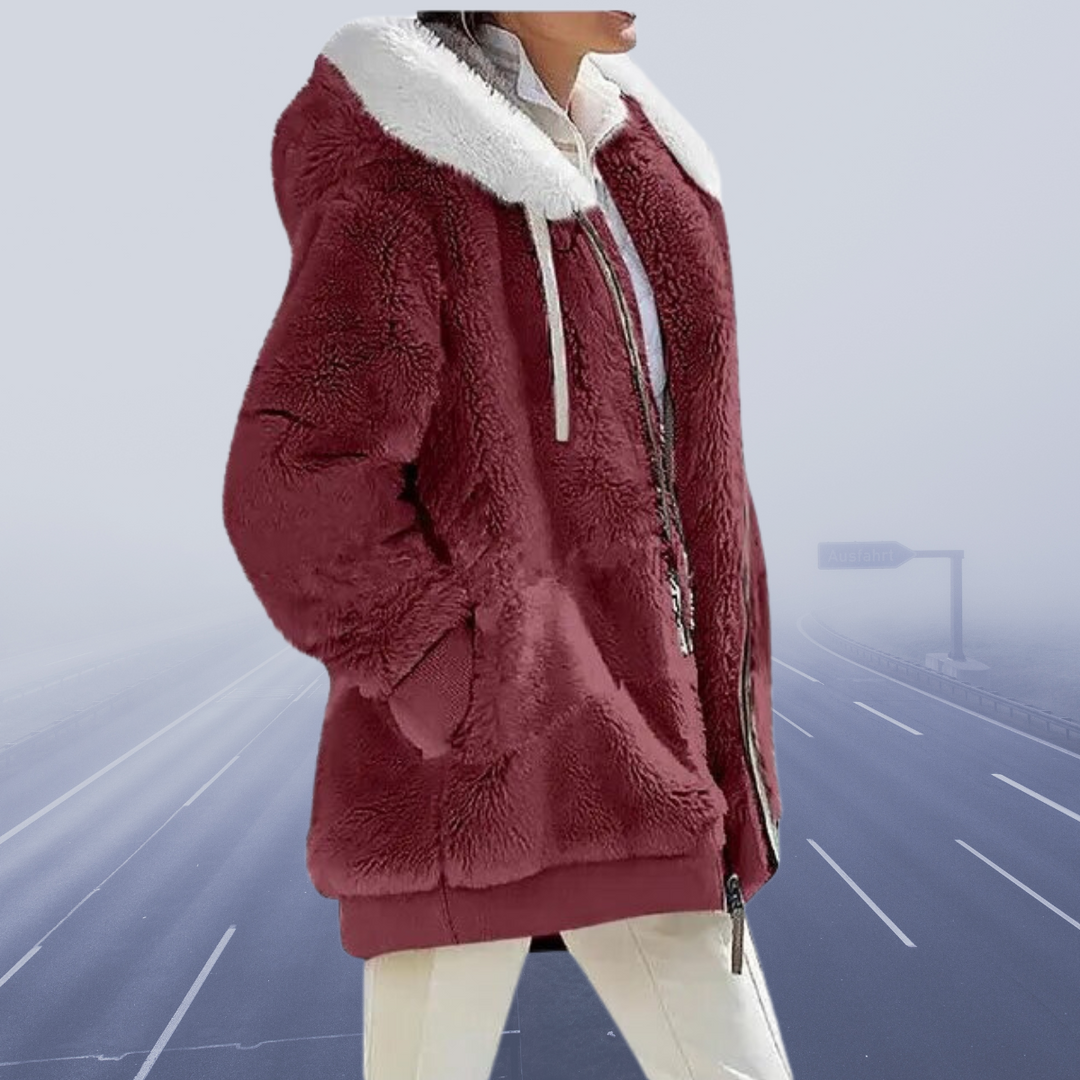 Variant image for Vinterjacka Dam Elegant Fleece Lång med Ullhuv-73