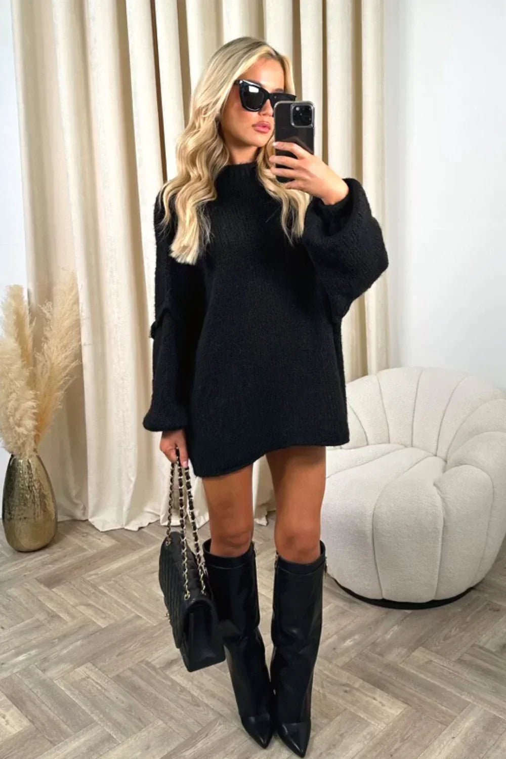 Variant image for Dam Stickad Tröja Lösa Ärmar 100% Akryl-10