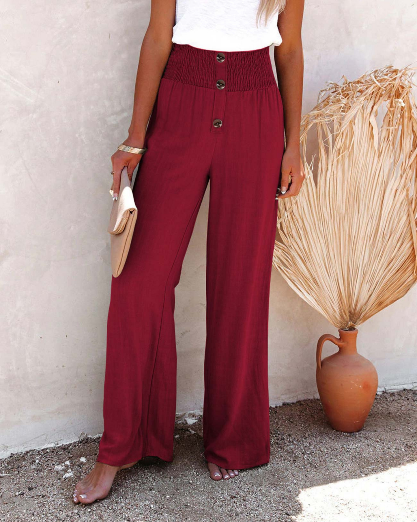 Trendy Högmidjade Mjukisbyxor Dam i Mjukt Material – Perfekt Passform för Vår och Sommar 10