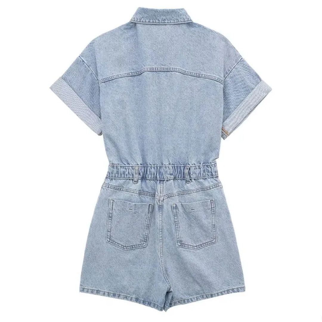 Dam Jumpsuit Slimfit Elastisk Denim-2