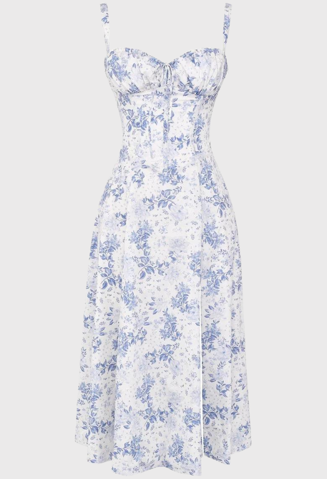 Blommig Damklänning med Midjeformad Design i Högkvalitativt Tyg – Eleganta Fina Damklänningar för Alla Tillfällen 8