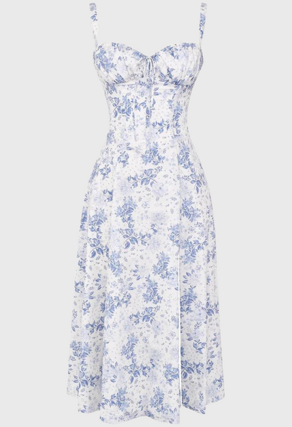 Blommig Damklänning med Midjeformad Design i Högkvalitativt Tyg – Eleganta Fina Damklänningar för Alla Tillfällen 8