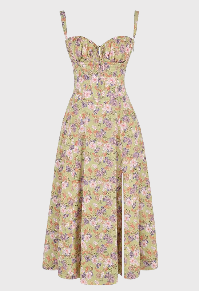 Blommig Damklänning med Midjeformad Design i Högkvalitativt Tyg – Eleganta Fina Damklänningar för Alla Tillfällen 9