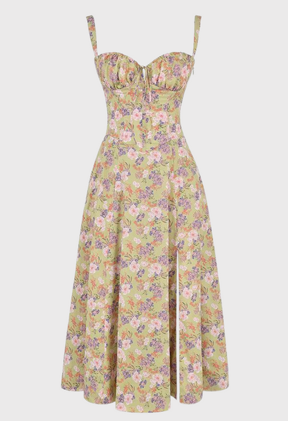 Blommig Damklänning med Midjeformad Design i Högkvalitativt Tyg – Eleganta Fina Damklänningar för Alla Tillfällen 9