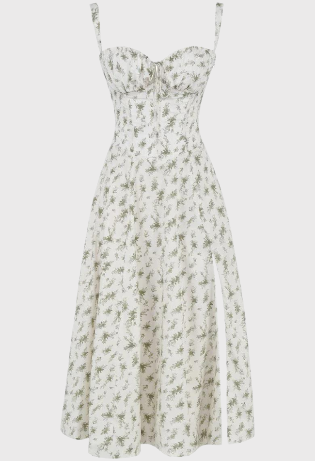 Blommig Damklänning med Midjeformad Design i Högkvalitativt Tyg – Eleganta Fina Damklänningar för Alla Tillfällen 10