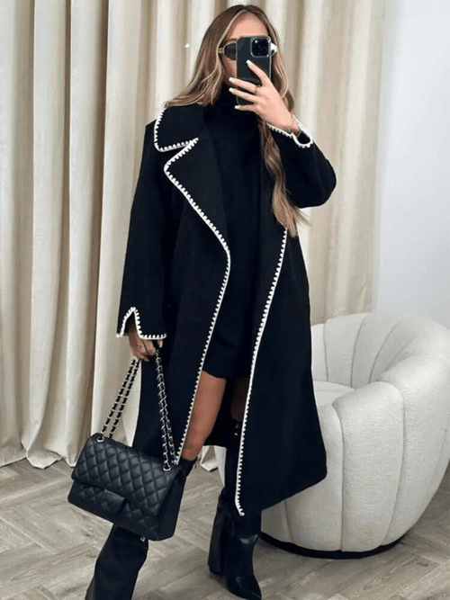 Lång Vinterrock Dam Elegant Fleece för Kalla Dagar-1
