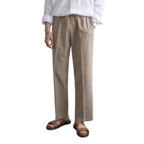Herr Linnebyxor Casual Lätt Bomull-1