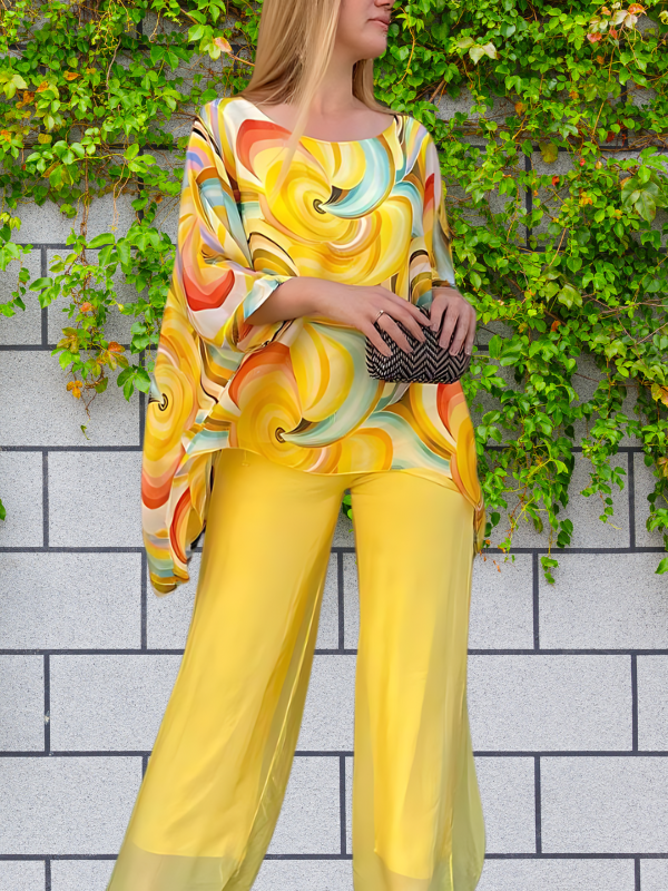 Kvinnors Sommaruppsättning Färgglad Bomull och Linne-2