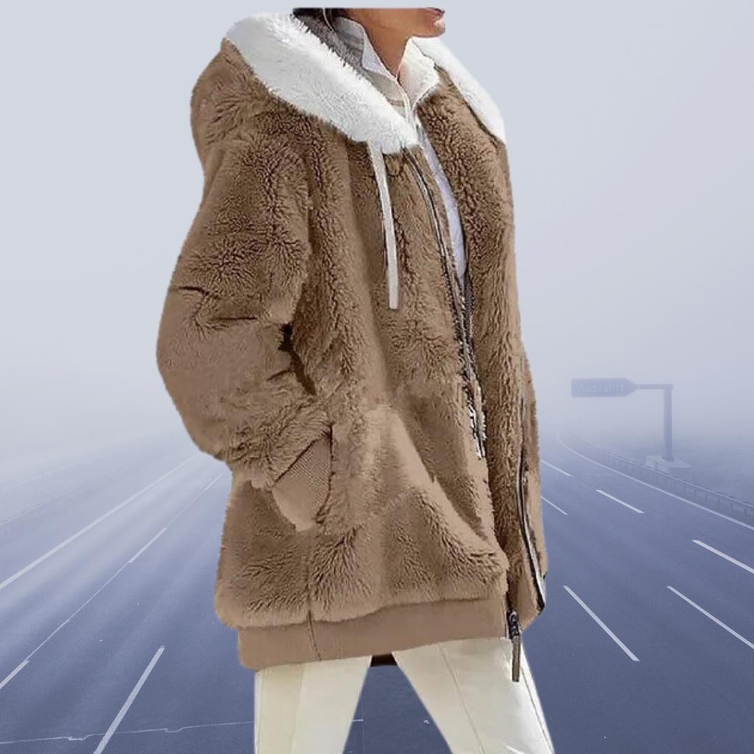 Variant image for Vinterjacka Dam Elegant Fleece Lång med Ullhuv-55