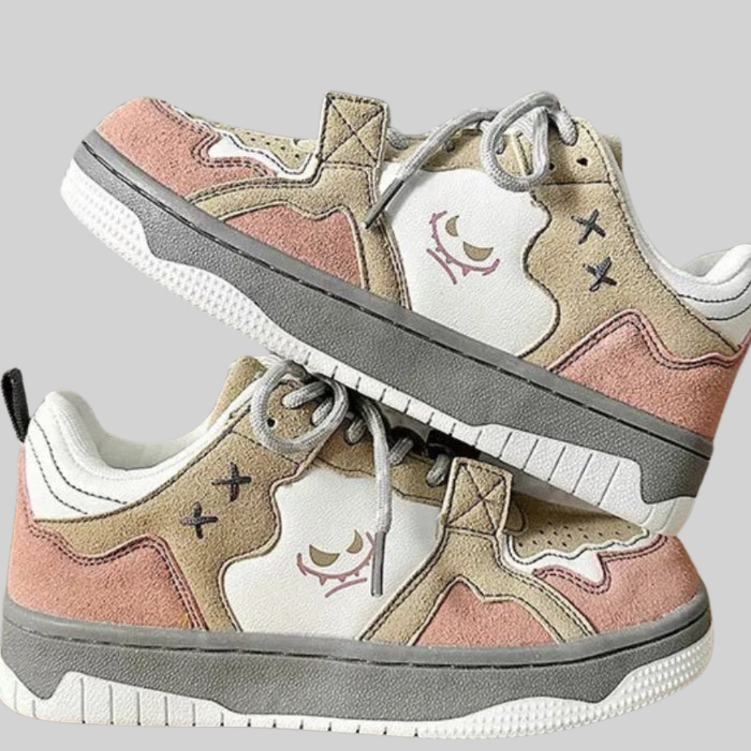 Herr Sneakers Låg Plattform i Graffiti Design - Syntetiskt Läder och Gummisula för Komfort 4