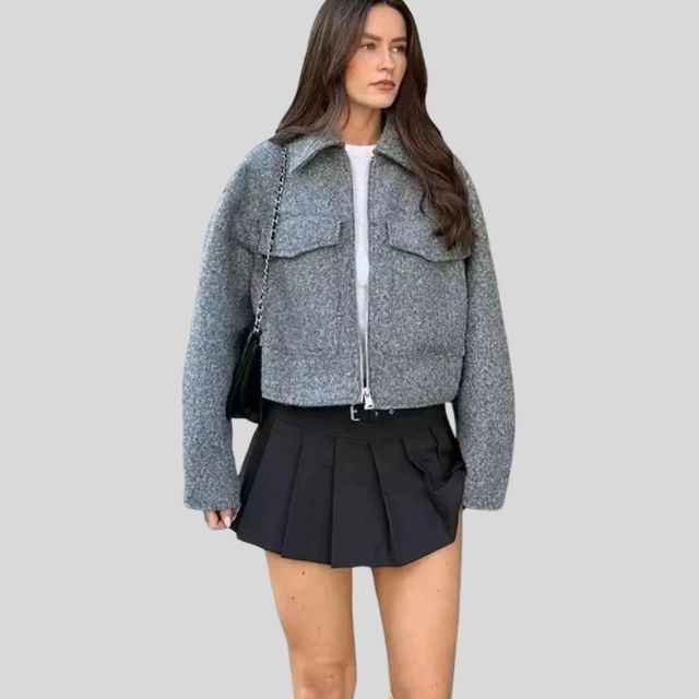 Dam Ulljacka Elegant Med Dragkedja 100% Ull-1