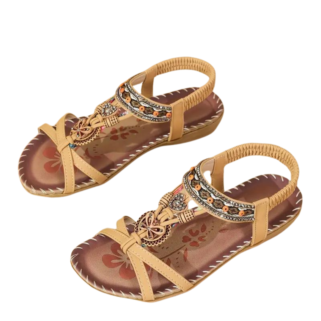 Dam Sandaler Boho med Rhinestones i Polyurethan-4