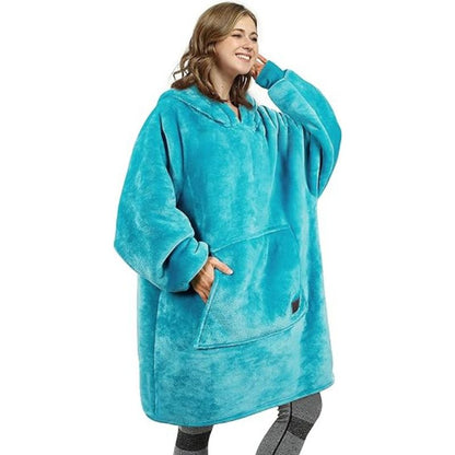 Variant image for Lång Hoodie Dam Överdimensionerad Fleece Komfortabel Med Huva-4