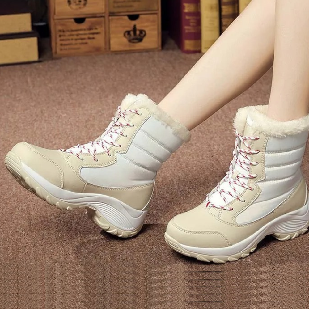 Fodrade Vinterstövlar Dam Vattentåliga Medium Höjd Snödesign-5