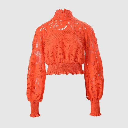 Dam Toppblus Turtleneck Ballongärmar Polyester-4