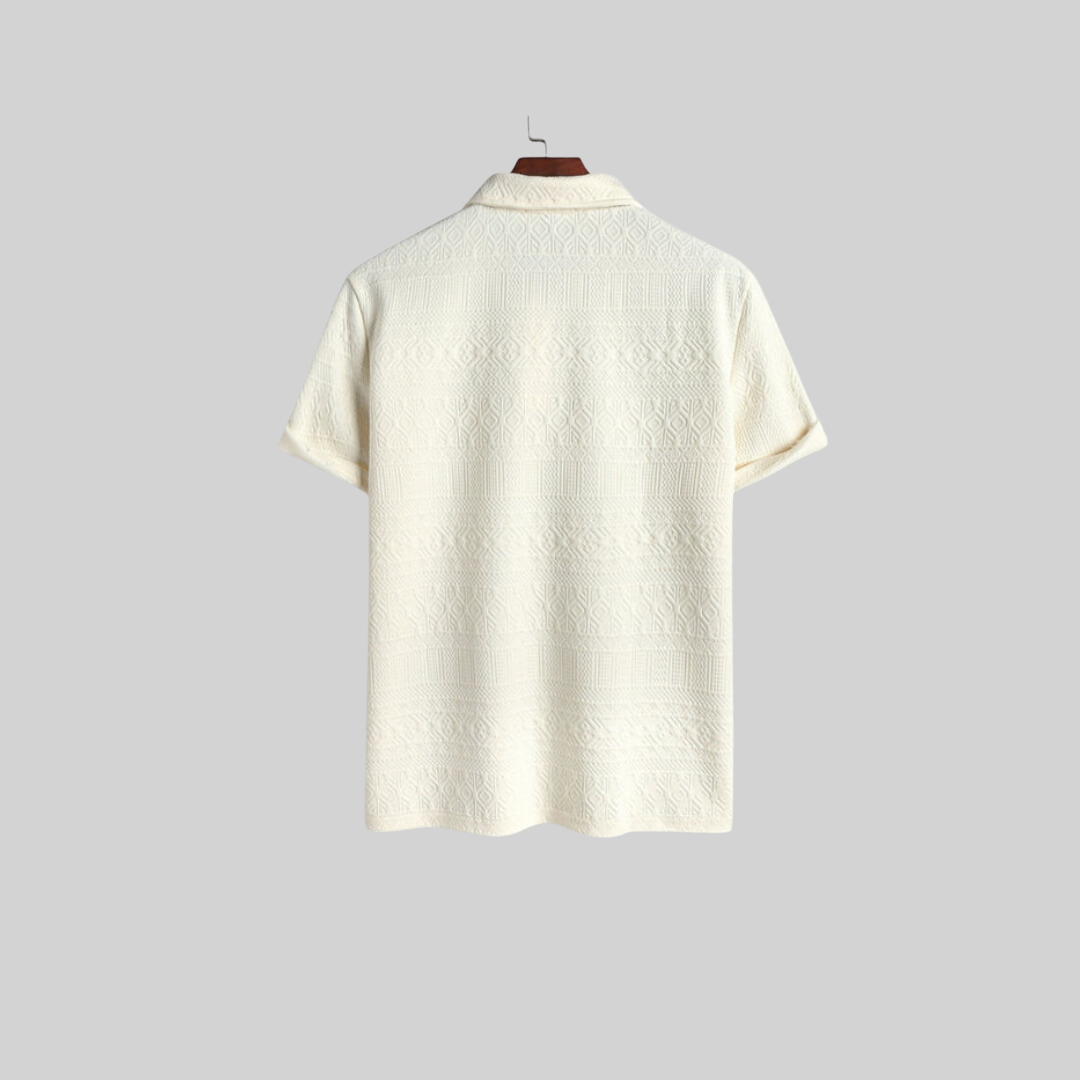 Herr Polo Skjorta Korta Ärmar Jacquard Bomull Polyester-3