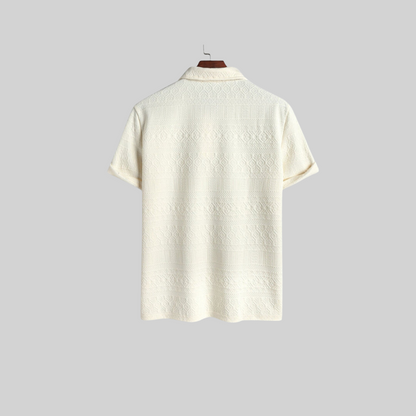 Herr Polo Skjorta Korta Ärmar Jacquard Bomull Polyester-3