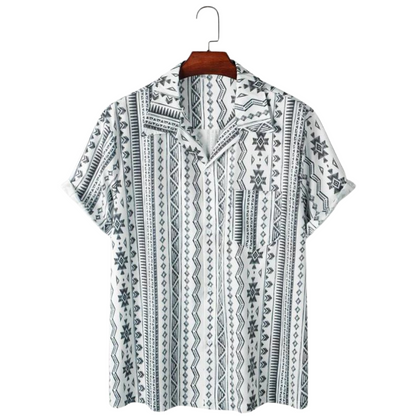 Dam Skjorta Geometrisk Lös Passform 100% Bomull-1