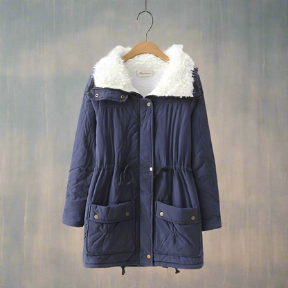 Vinterjacka Dam Lång Huva Varm Bomull-6