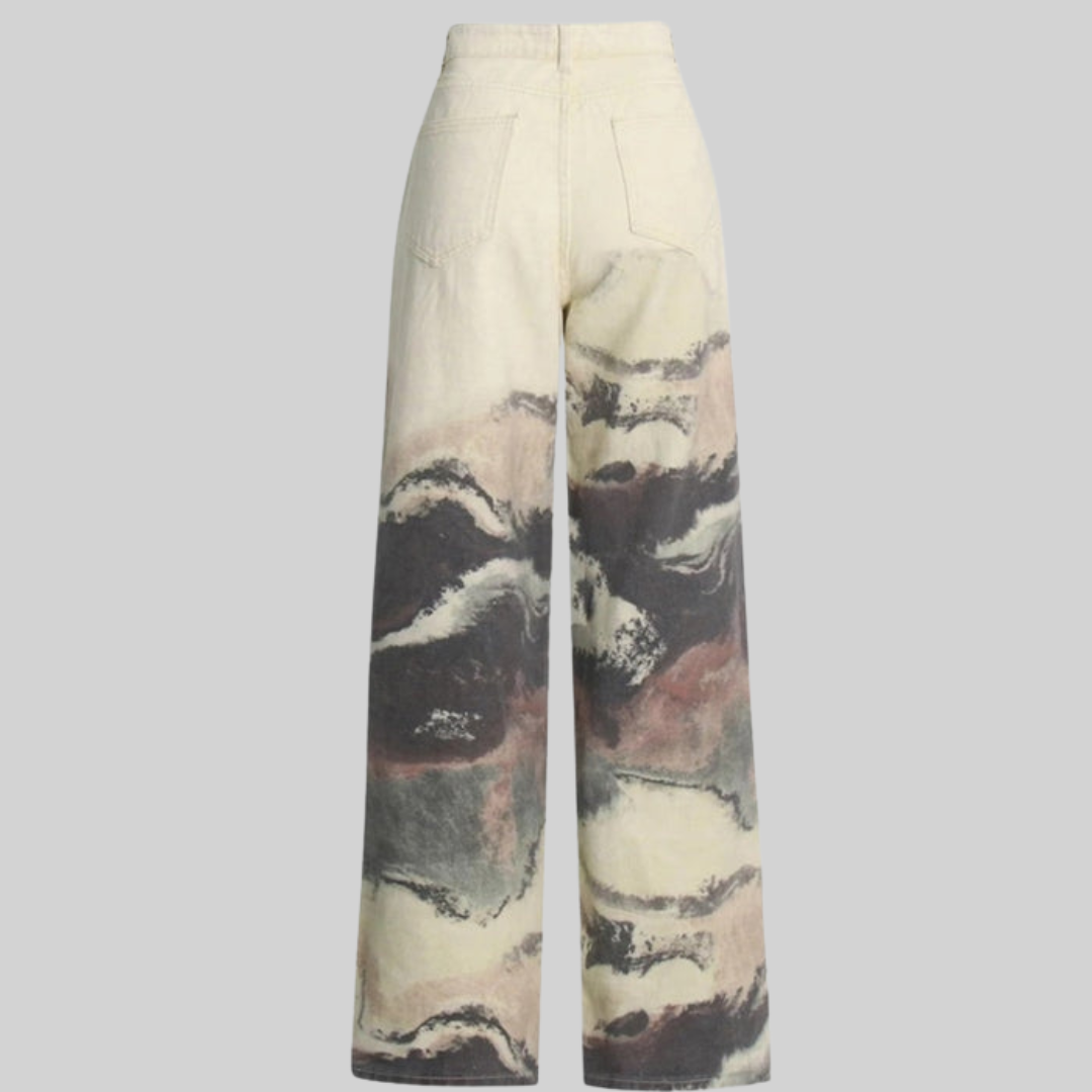 Dam Vintage Klänning Svag Bläckmålning Bomull Polyester-2