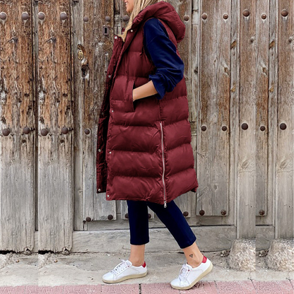 Ärmlose Damenjacke mit Knopfverschluss und Kapuze – Weiches Material, Ideal für Herbst und Winter, Größen S-XL 11