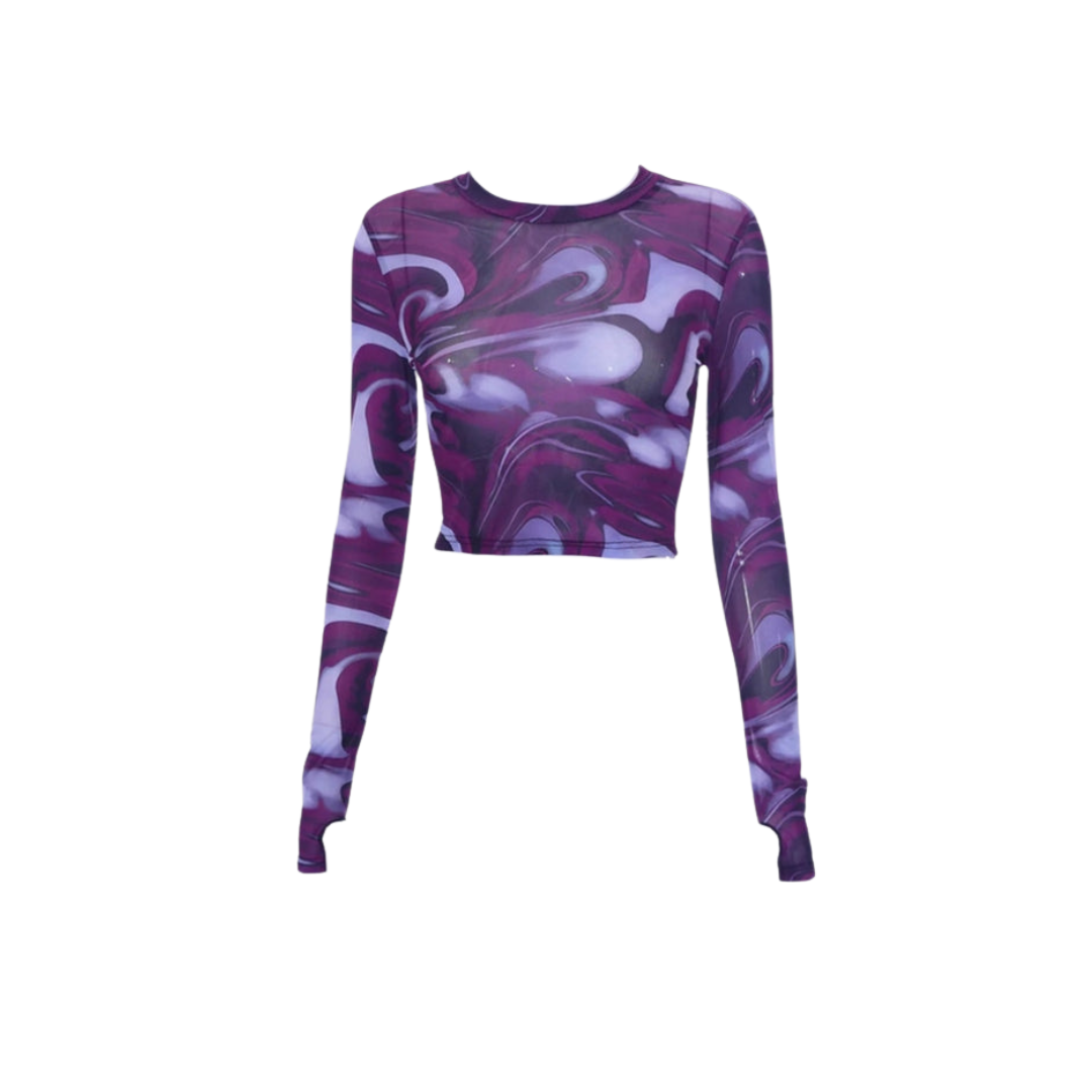 Dam Festtopp Transparent Cirkulär Halsringning Stretchig Polyester 8