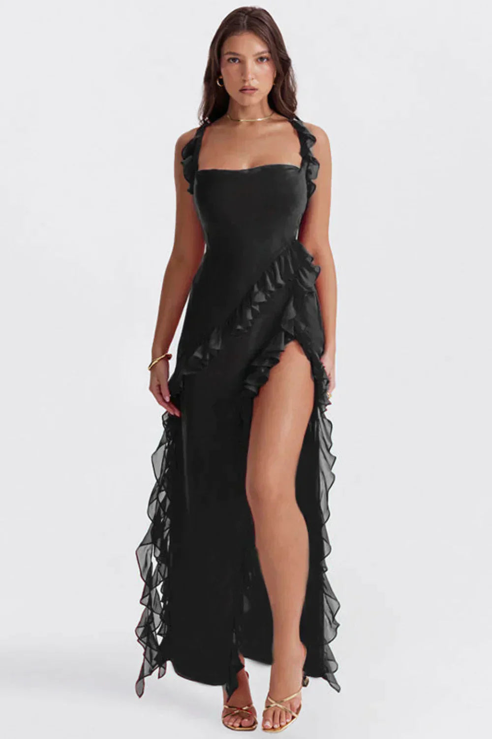 Variant image for Fina Dam Klänningar Ryggfri Design med Ruffles Polyester-16