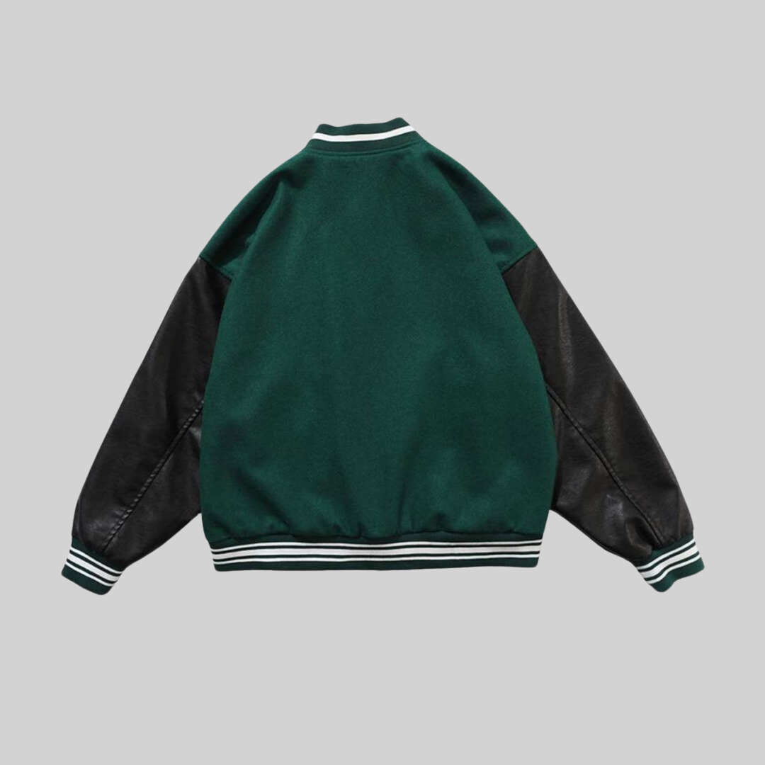 Herrjacka Sportig Patchwork Ull Läder-2