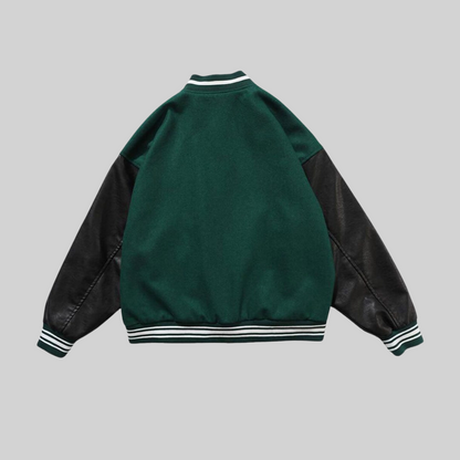 Herrjacka Sportig Patchwork Ull Läder-2