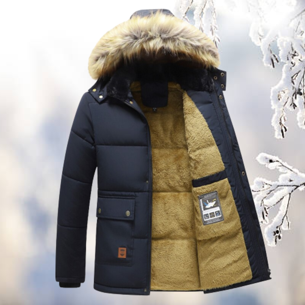 Dam Parkas Vindtät Material med Päls Huva 7