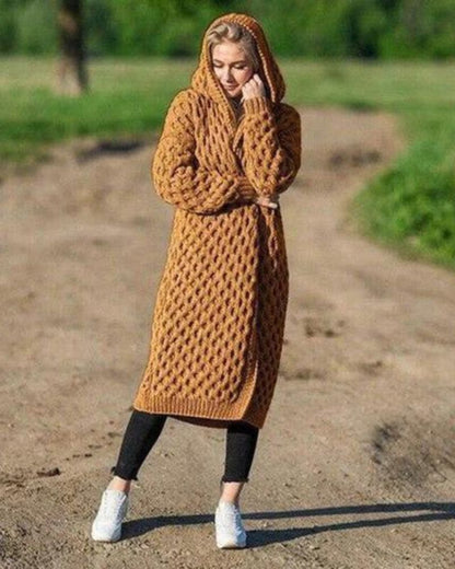 Lång Kofta Dam Stickad 100% Akryl Avslappnad Passform 5