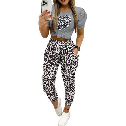 Dam Outfit Set Chic Löst Cirkulär Halsringning Syntetiska Fibrer-2