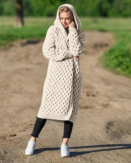 Lång Kofta Dam Stickad 100% Akryl Avslappnad Passform 12