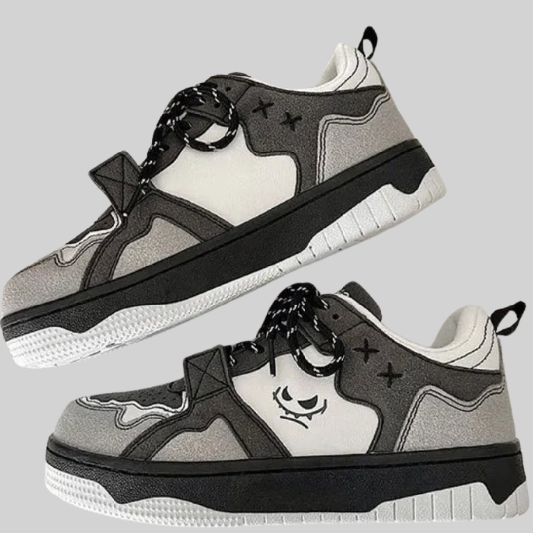 Herr Sneakers Låg Plattform i Graffiti Design - Syntetiskt Läder och Gummisula för Komfort 3