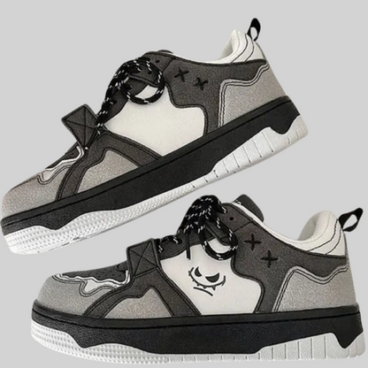 Herr Sneakers Låg Plattform i Graffiti Design - Syntetiskt Läder och Gummisula för Komfort 3
