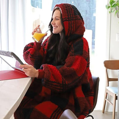 Lång Hoodie Dam Överdimensionerad Fleece Komfortabel Med Huva-5