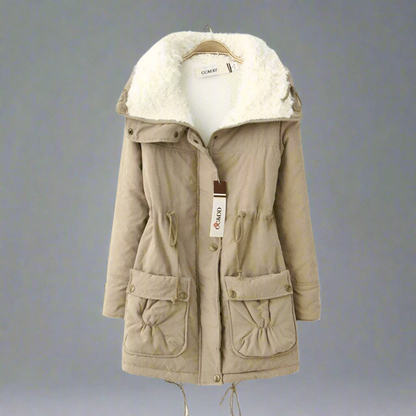 Vinterjacka Dam Lång Huva Varm Bomull-5