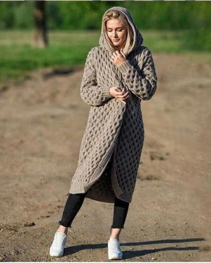 Lång Kofta Dam Stickad 100% Akryl Avslappnad Passform 6