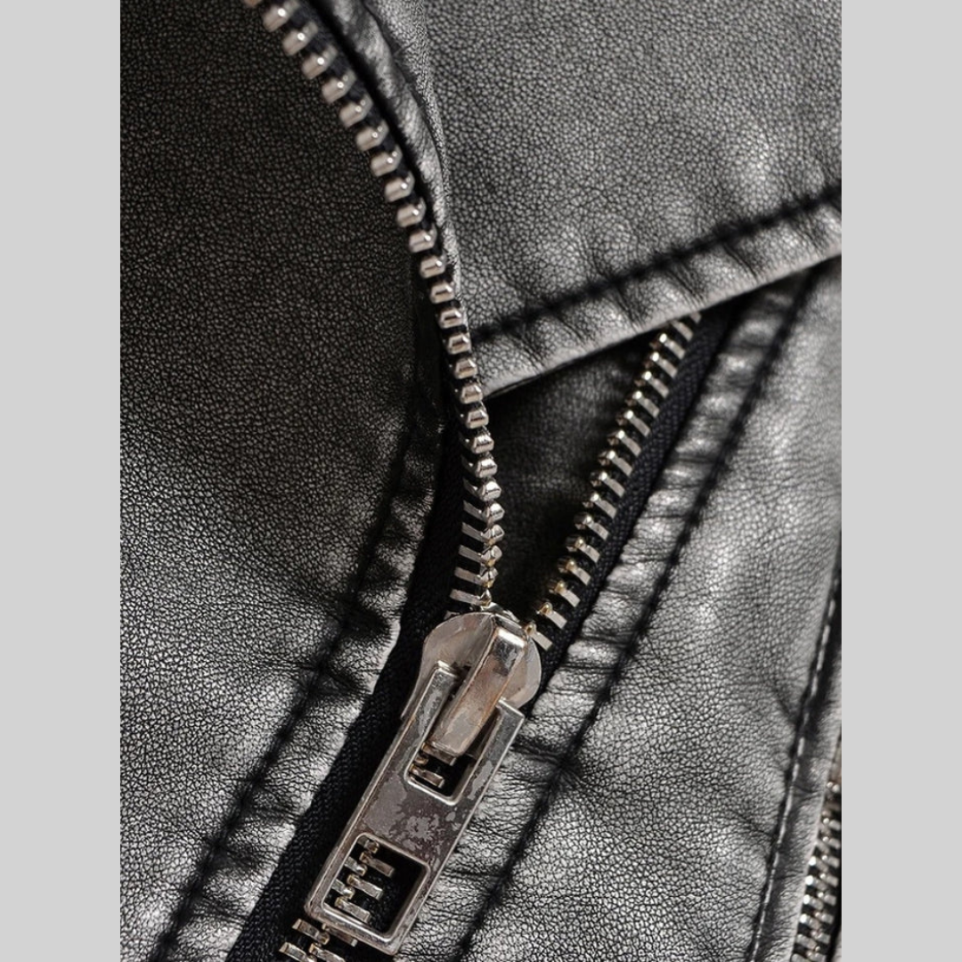 Herr Bikerjacka Retro Syntetiskt Läder 4