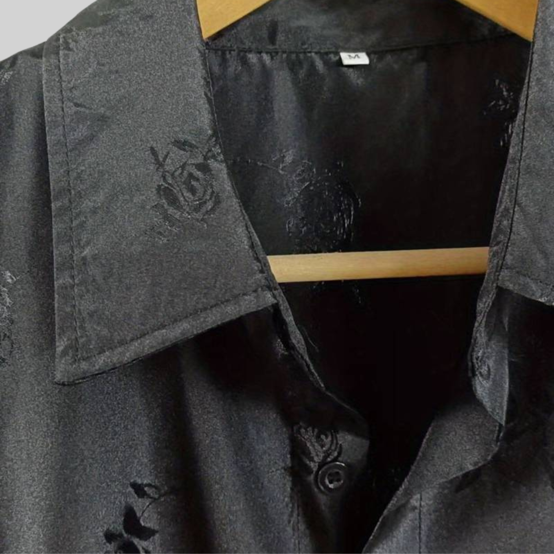 Dam Skjorta Blommig Satin Lång Ärme Normal Passform-2