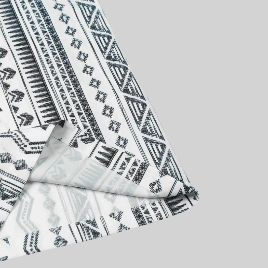 Dam Skjorta Geometrisk Lös Passform 100% Bomull-3