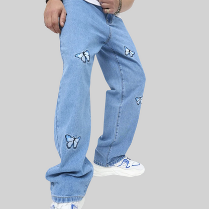 Dam Jeans Vintage Broderade Med Fjärilar i Hållbart Material-3