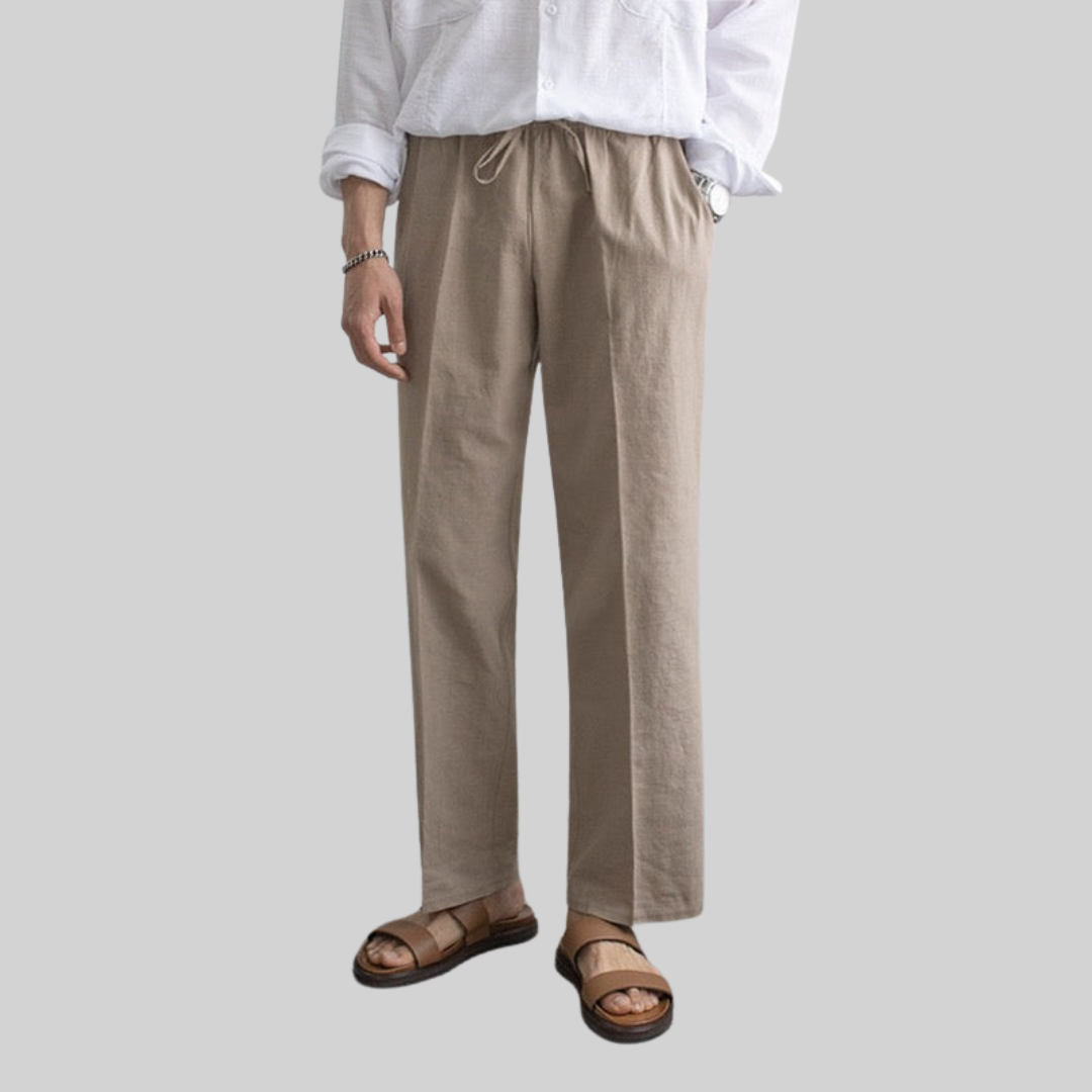 Herr Linnebyxor Casual Lätt Bomull-6